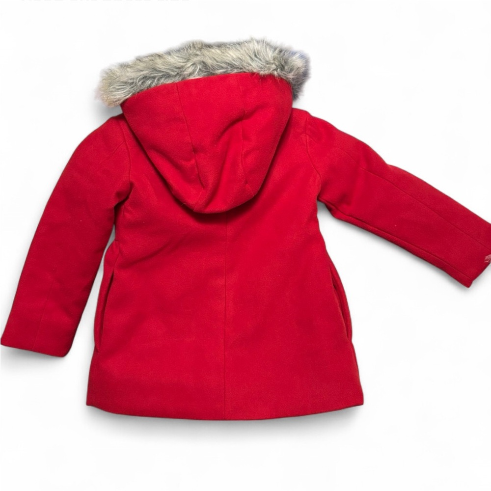 Red Cat & Jack #peacoat with faux fur hood and easy snap buttons 4t - Picture 2 of 4